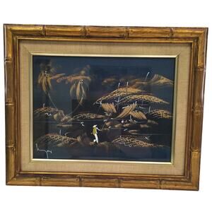 1960s Signed Painting On Silk Vietnam Landscape